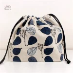 Sac rangement bento motif feuille en tissu durable