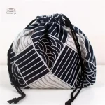 Sac rangement bento à motif rayures pour repas nomades