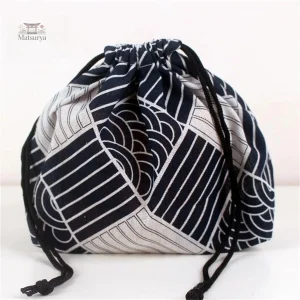 Sac rangement bento à motif rayures pour repas nomades