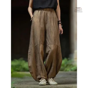 Pantalon sarouel en lin style japonais