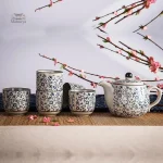 Théière japonaise avec motifs floraux traditionnels