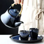 Service à Thé Japonais Reflets Biwa élégant en céramique