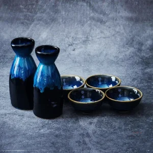 Set à thé céramique bleue japonaise