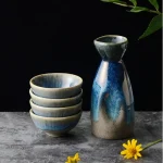 Tasses à thé en céramique bleue japonaises