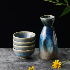 Tasses à thé en céramique bleue japonaises