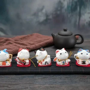 Set porte bonheur japonais en céramique