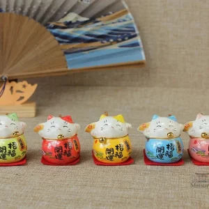 Set porte bonheur maneki neko japonais