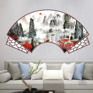 Sticker mural paysage japonais pour décoration intérieure