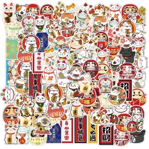 Stickers Japonais avec motifs de chats porte-bonheur
