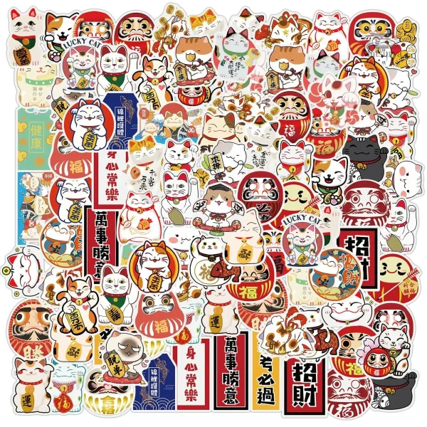 Stickers Japonais avec motifs de chats porte-bonheur