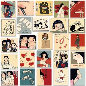 Stickers japonais traditionnels avec motifs emblématiques