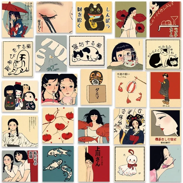 Stickers japonais traditionnels avec motifs emblématiques