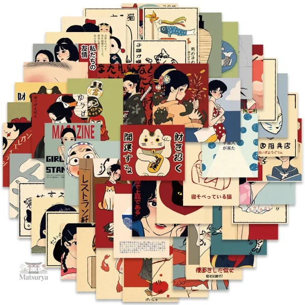 Stickers culturels nippons avec illustrations attrayantes