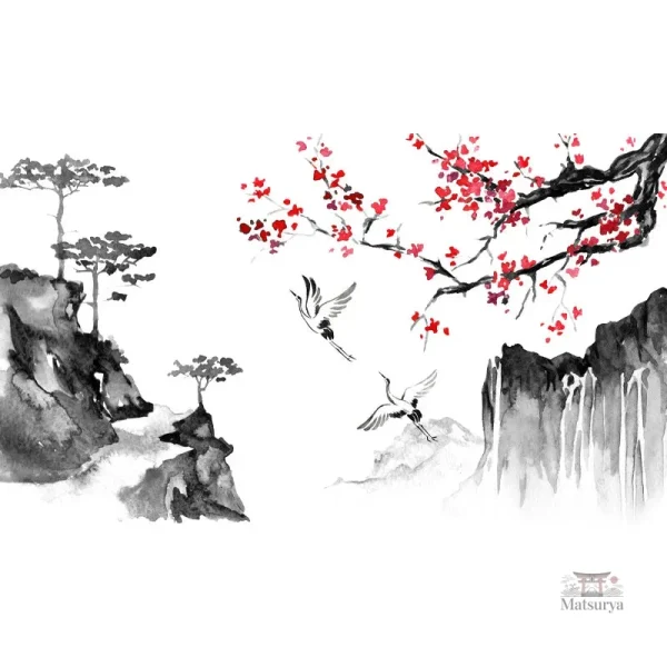 Stickers floraux japonais prune pour décoration