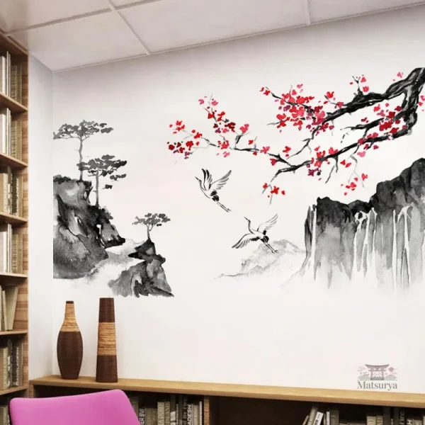 Stickers fleurs japonaises de prune pour DIY