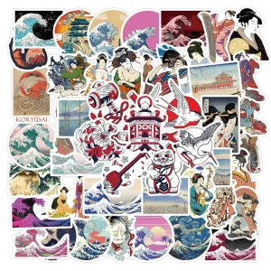 Stickers Ukiyo-e inspirés de l'art traditionnel japonais