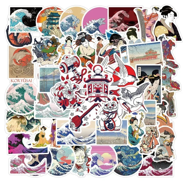 Stickers Ukiyo-e inspirés de l'art traditionnel japonais