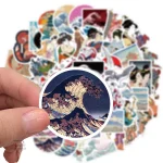 Stickers japonais avec motifs Ukiyo-e colorés