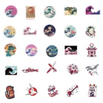 Stickers japonais Ukiyo-e pour décoration créative