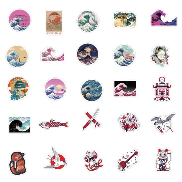 Stickers japonais Ukiyo-e pour décoration créative