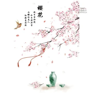 Stickers japonais avec motifs de cerisiers en fleurs pour ambiance zen