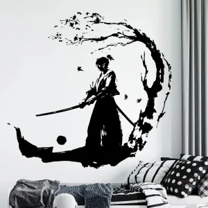 Stickers muraux samouraï japonais pour décoration intérieure