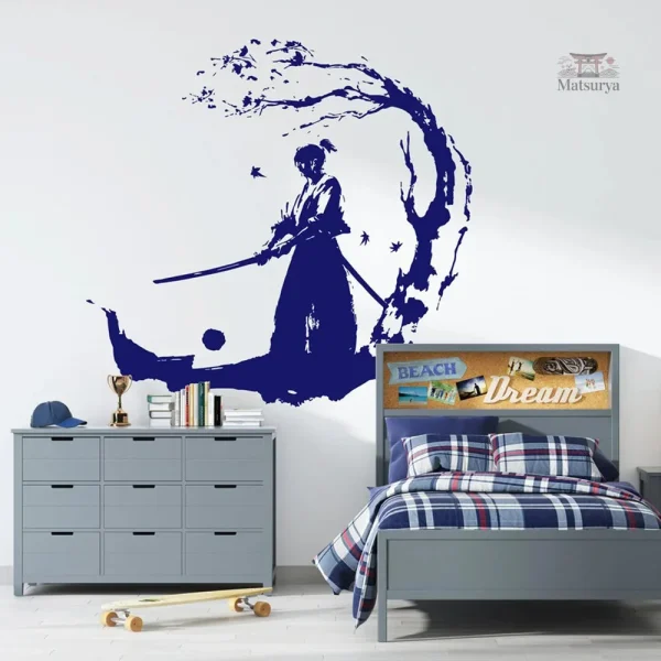 Stickers japonais représentant un samouraï pour ambiance zen
