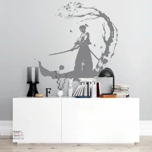 Adhésifs muraux samouraï, style japonais pour décoration moderne