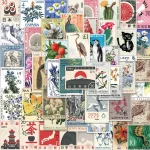 Collection de stickers timbre inspirés du Japon