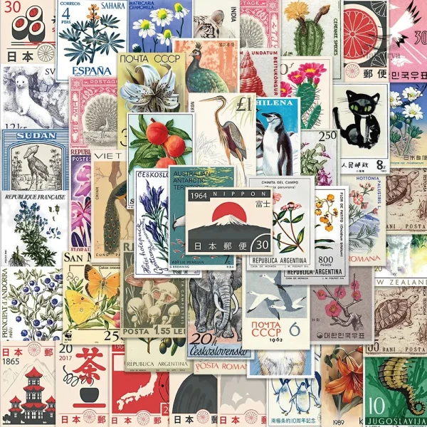 Collection de stickers timbre inspirés du Japon