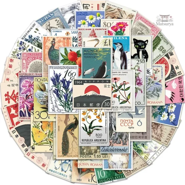 Stickers japonais avec designs de timbres uniques