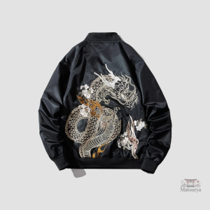 Sukajan Dragon en satin avec motifs de dragon