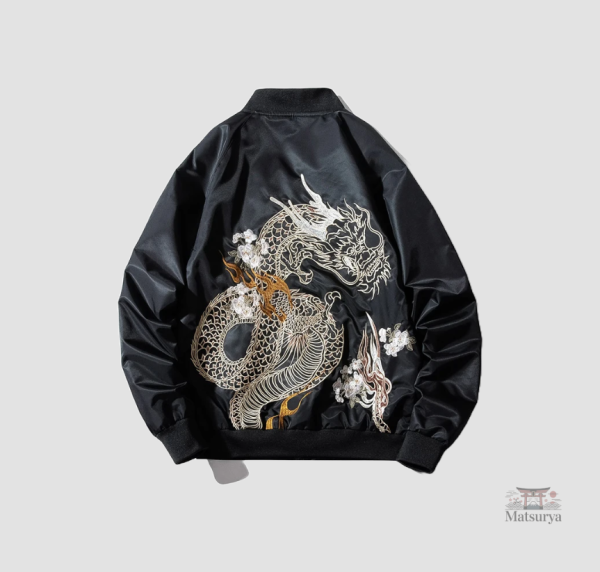 Sukajan Dragon en satin avec motifs de dragon