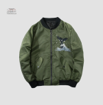 Sukajan, veste verte avec motifs inspirés de la culture japonaise