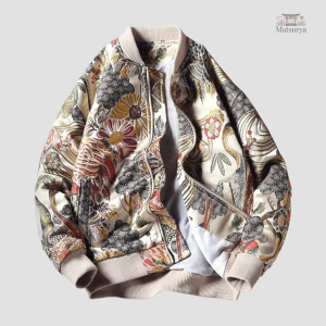 Veste sukajan ornée de grues japonaises