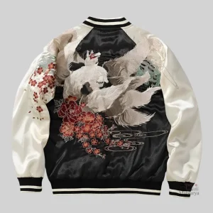 Sukajan avec design de renard pour homme