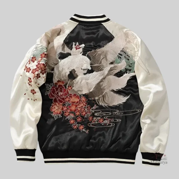 Sukajan avec design de renard pour homme