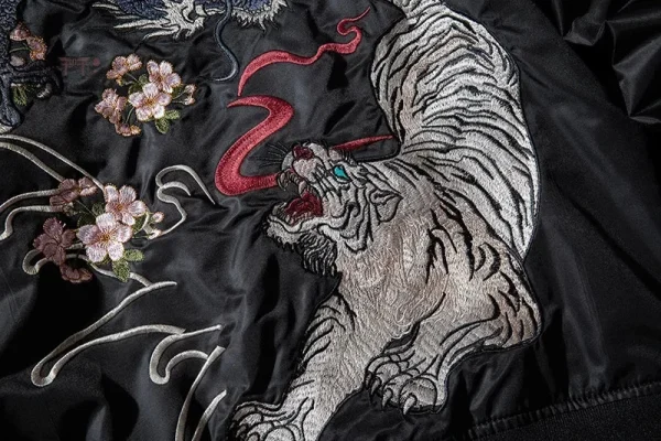 Veste Sukajan avec motif tigre, style distinctif