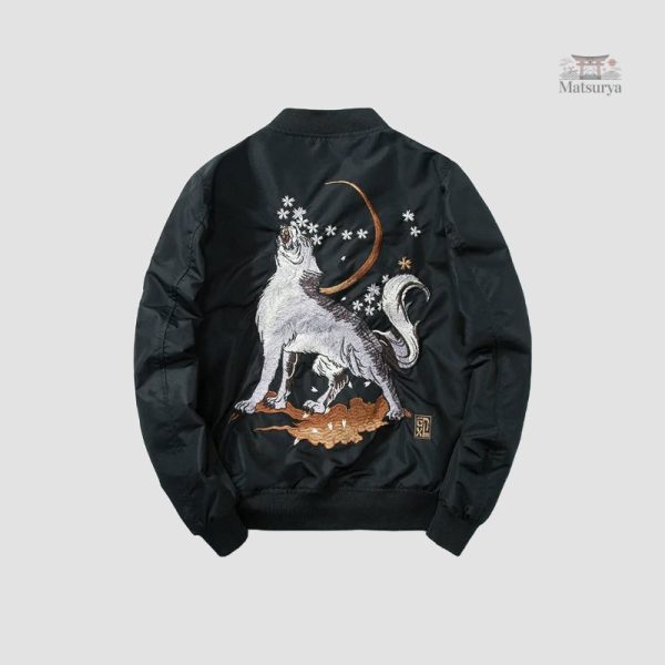 sukajan-japonais-loup-brode-1 Sukajan Japonais Loup brodé en satin
