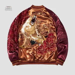 Sukajan réversible avec motif de lion