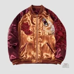 Veste Sukajan avec motif de lion en couleur vive