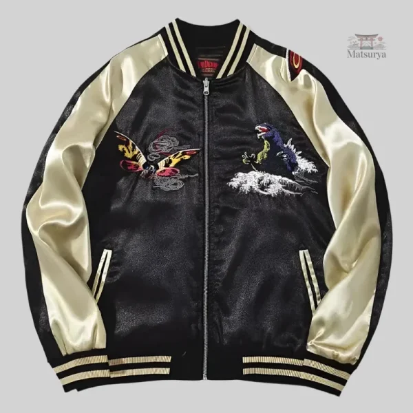 Veste Sukajan avec design inspiré de Godzilla