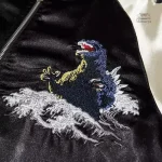 Veste brodée Godzilla et Mothra en style japonais