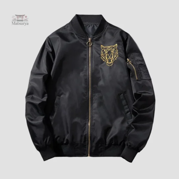 Veste Sukajan noire pour homme, style tigre
