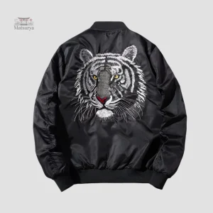 Sukajan homme, design tigre sur fond noir