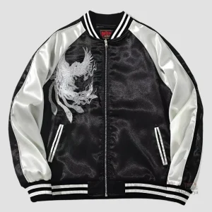 Détails du Sukajan avec motif Suzaku, veste tendance et colorée