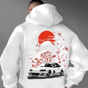 Sweat à capuche japonais motif traditionnel