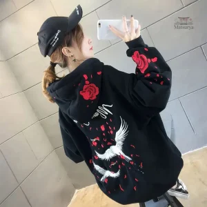 Sweat à capuche femme avec motifs traditionnels japonais