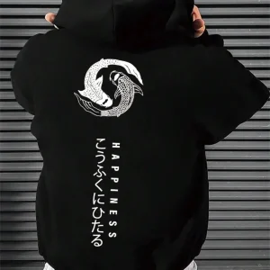 Sweat à capuche japonais imprimé