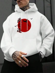 Vêtement à capuche japonais au style imprimé